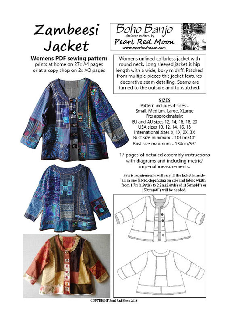 Zambeesi Jacket Womens Pdf Sewing Pattern