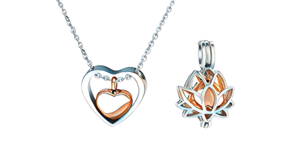 Two rosegold cremation jewellery