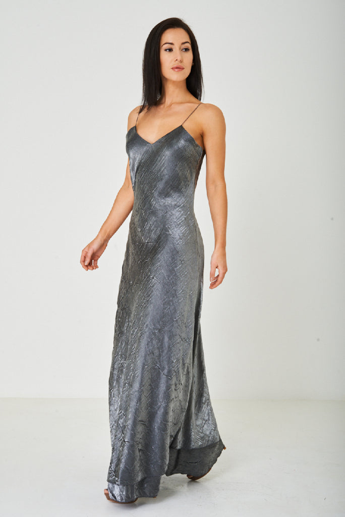 grey fishtail maxi dress