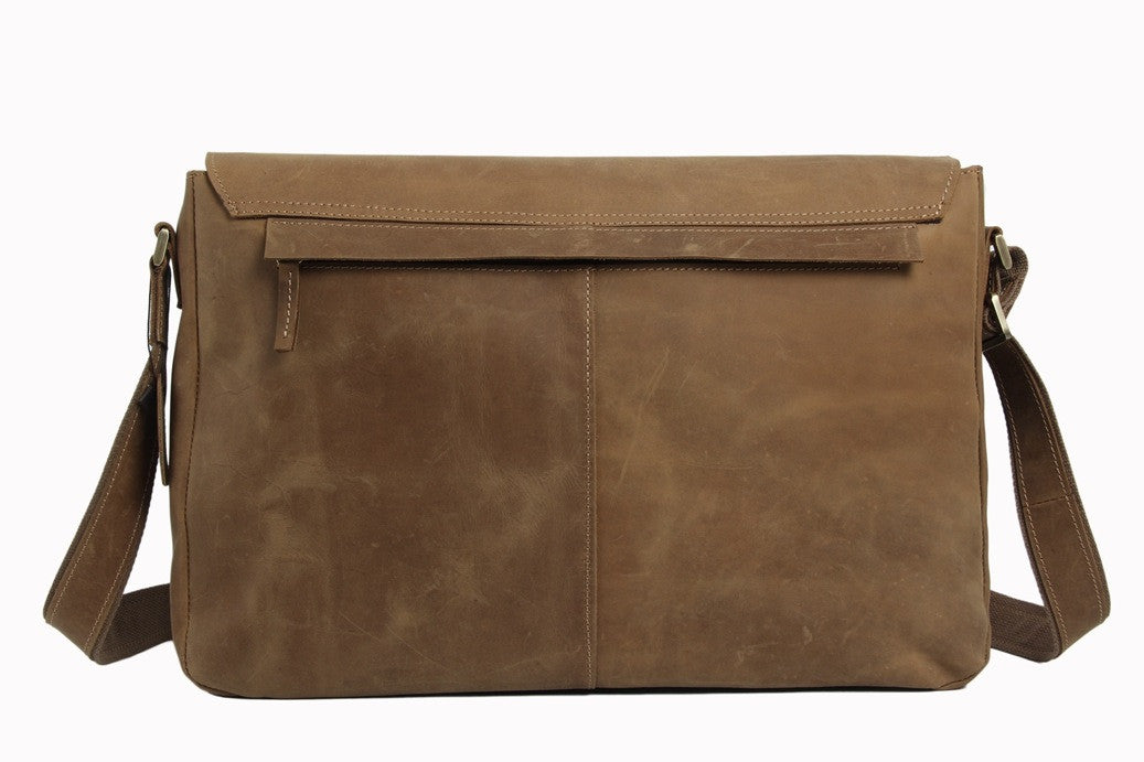 Vintage Leather Messenger Bag in Light Tan - Darkwood