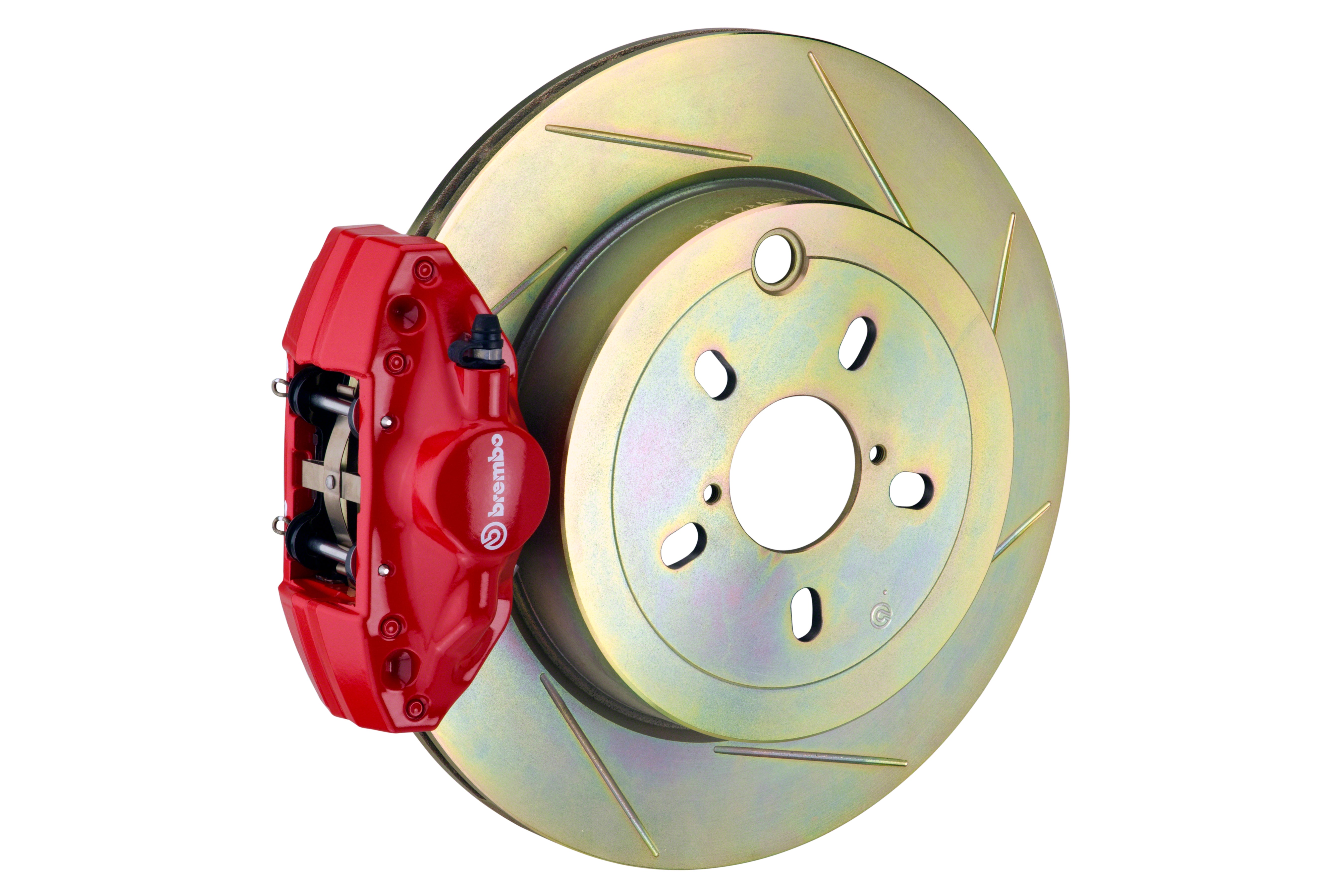Brembo 2 Piston Rear BBK Drilled or Slotted : Red Caliper, Slotted Rotor -  2E5.5003A2 - 2013-2016 Scion FR-S / 2013-2020 Subaru BRZ / 2017-2019 Toyota