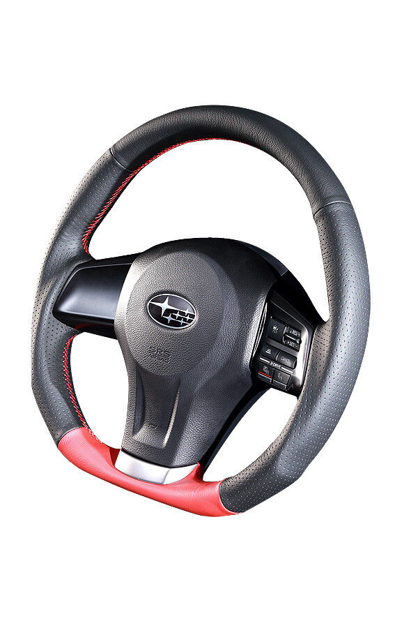 DAMD Steering Wheel Black and Red Leather with Red Stitch - 2014