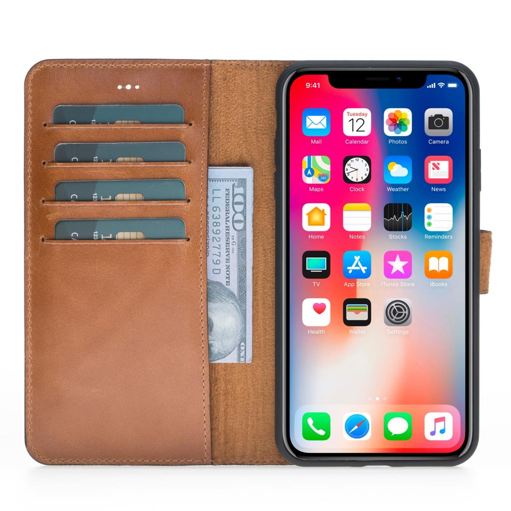 Apple iPhone XS Max Compatible Leather Wallet Case RST2EF