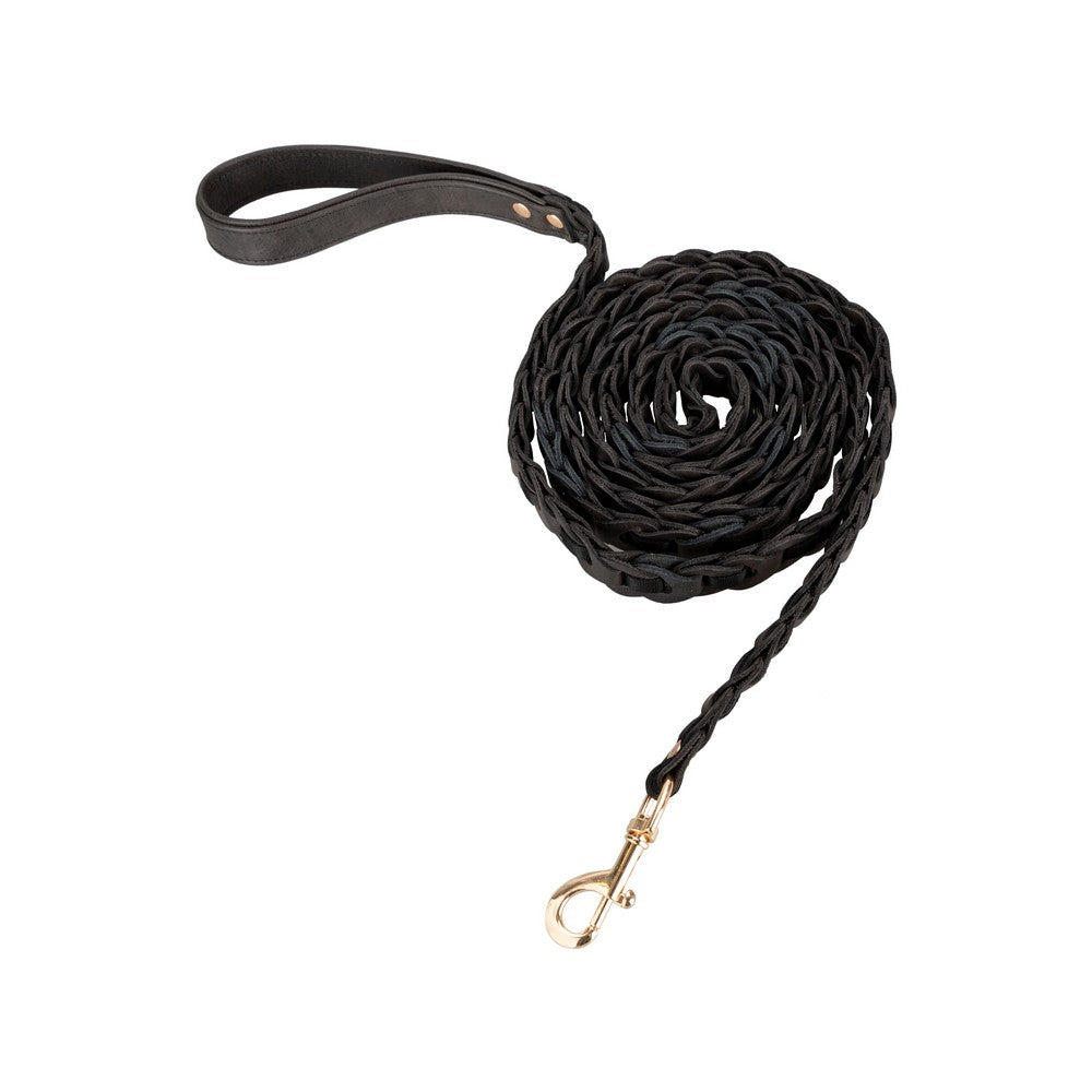 Handmade Dog Travel Strap from Real Leather, 215cm Length, Steel Sailor Hook, Ergonomic Handle, Black