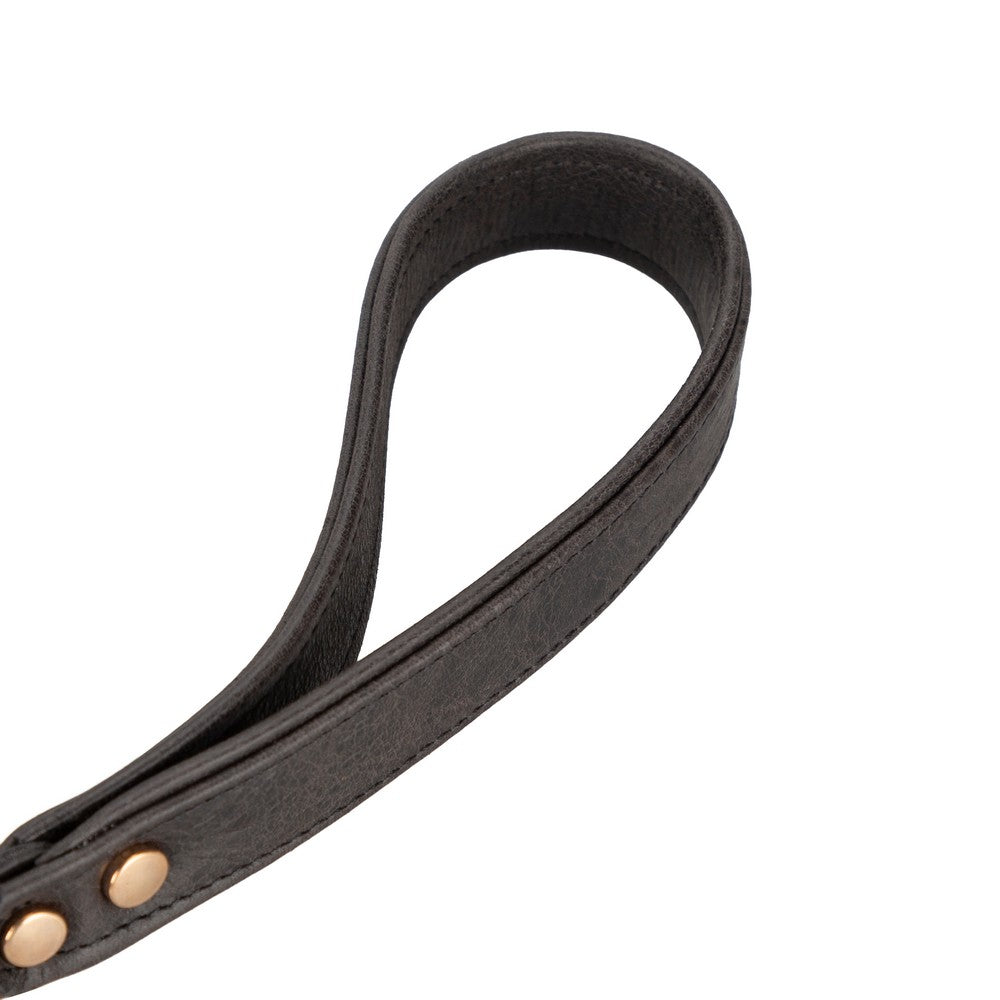 Handmade Dog Travel Strap from Real Leather, 215cm Length, Steel Sailor Hook, Ergonomic Handle, Black