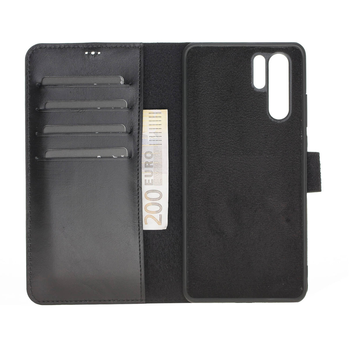 Huawei P30 Compatible Leather Wallet Case RST1 Black