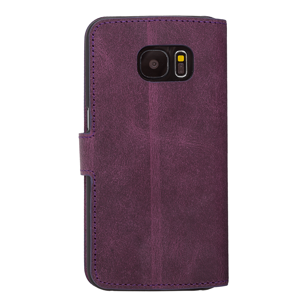 Samsung Galaxy S7 Compatible Leather Wallet Case WCID G7 Purple