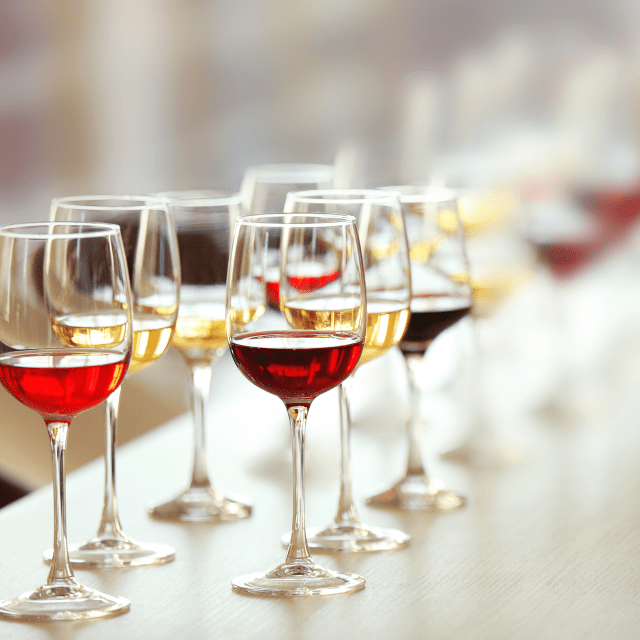 Wine glasses for a wine tasting