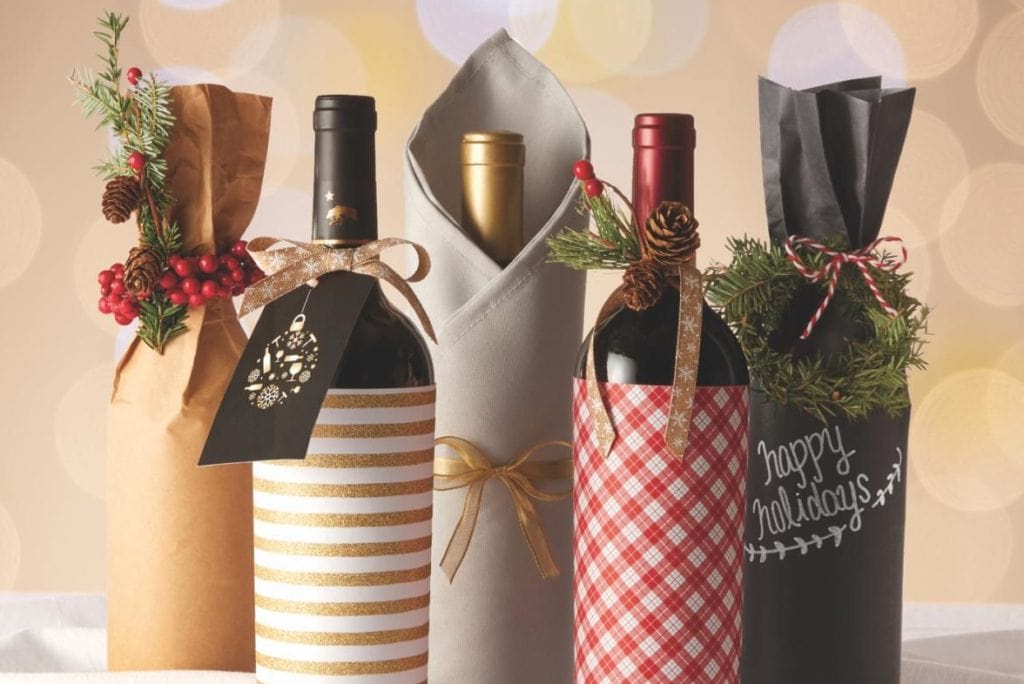 Wine wrapped as gifts