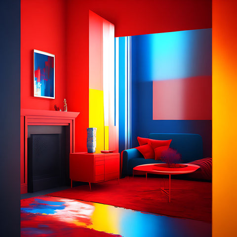 a room decorated with shades of red, yellow, and blue would be triadic