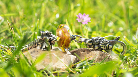 Bracelet Trollbeads Gardiens de la Fortune dans un champ d'herbe