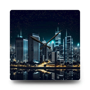 city skyline wall art, unique wall clock, cityscape