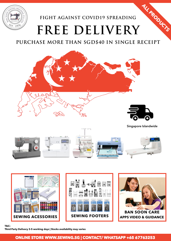 Free delivery with $40 spent on sewing machines and accessories! www.Sewing.sg