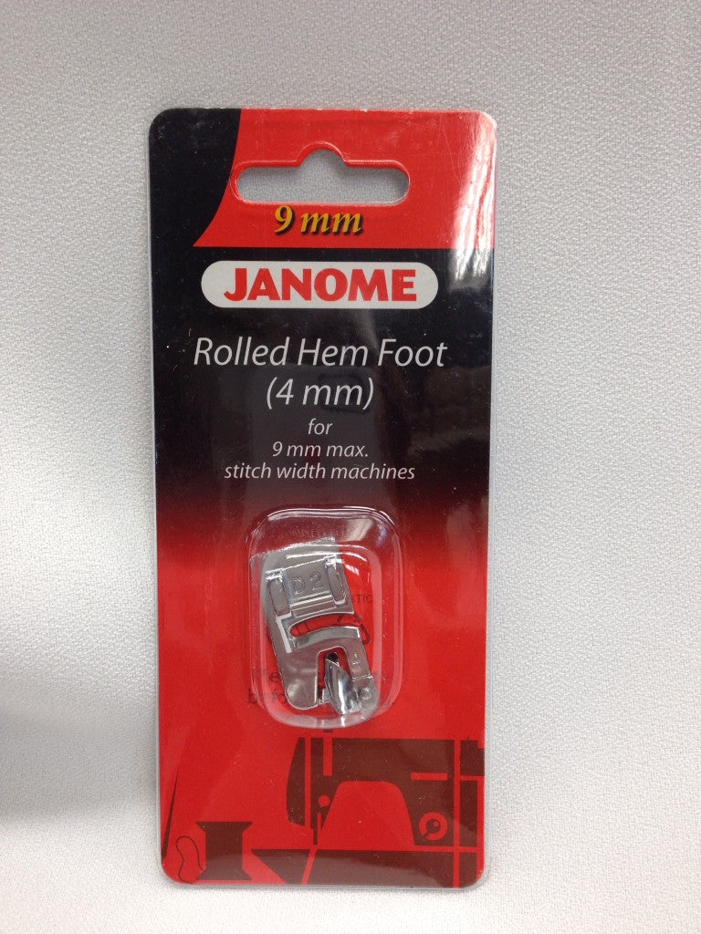 Janome Rolled Hem Foot 4mm 202081007 for 9mm Max Stitch Width Sewing Machine models www.Sewing.sg