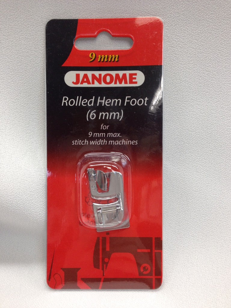 Janome Rolled Hem Foot 6mm 202080006 for 9mm Max Stitch Width Sewing Machine models www.Sewing.sg