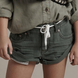 One Teaspoon Kids - Bandit Denim Short - Vintage Khaki Girls Summer Fashion