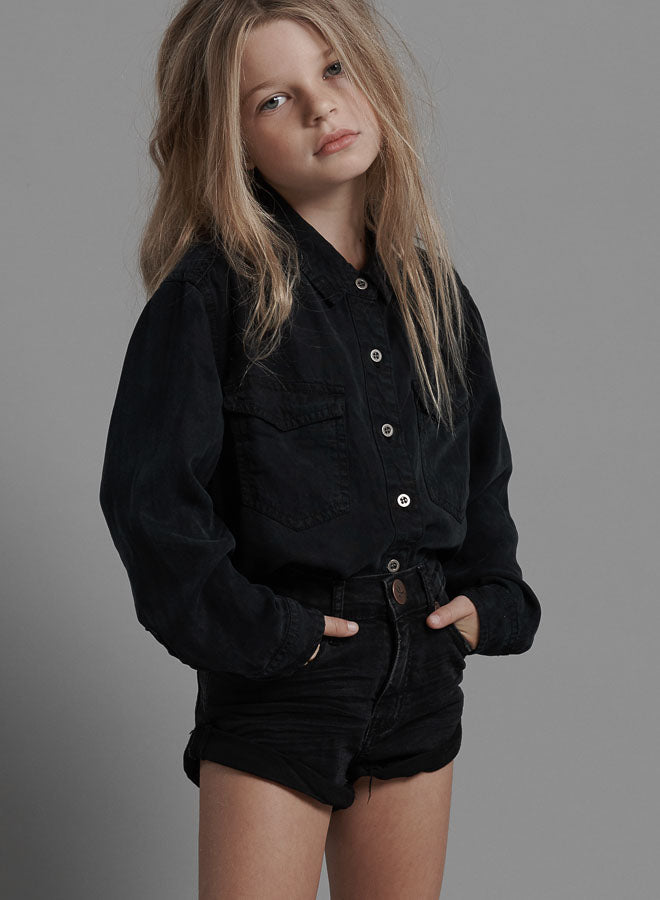 ONETEASPOON Kids - Bandits High Waist Denim Short - Black Punk