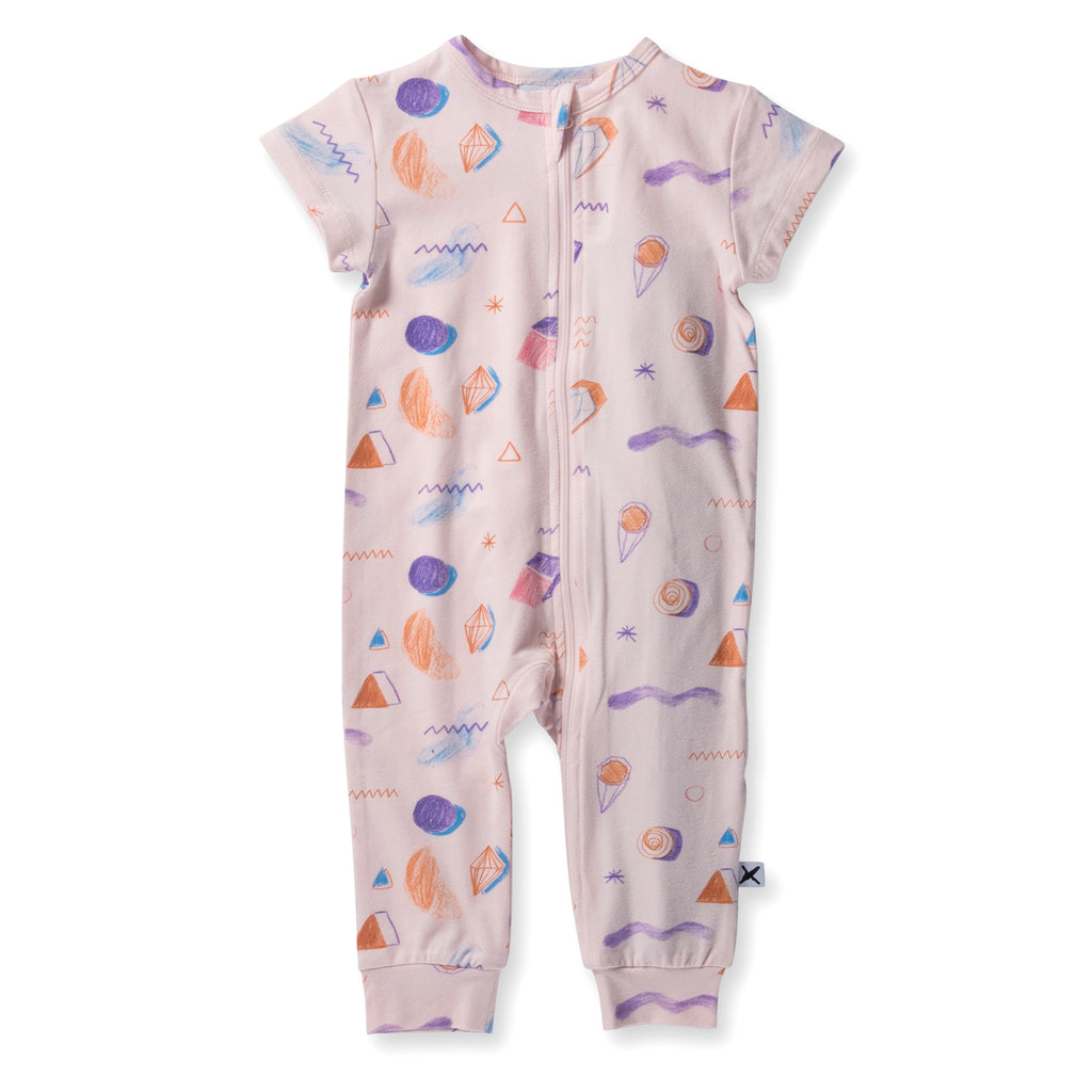 Minti Baby - Coloured Pencil Summer Zippy Suit - Ballet