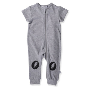 Minti Baby - Lightning Bolt Summer Zippy Suit - Grey Motley