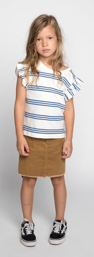 Missie Munster - Triple Frills Tee - Navy Stripe