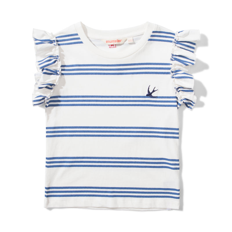 Missie Munster - Triple Frills Tee - Navy Stripe summer girls fashion