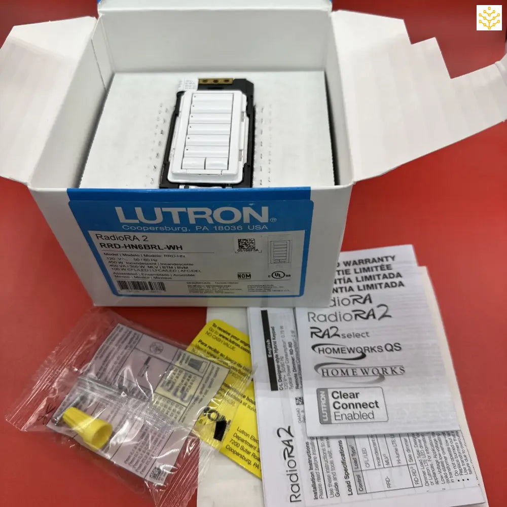 Lutron RRD-HN6BRL-WH RadioRA 2 Ra2 C.L Hybrid Keypad 6 Button WHITE SHIPS TODAY