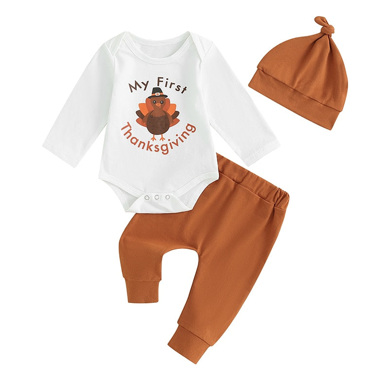 My First Thanksgiving Trio | Baby's Thanksgiving Romper Set