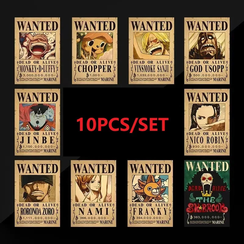 One Piece Straw Hat Wanted Posters Set 🏴☠️ | 10-Piece Collection