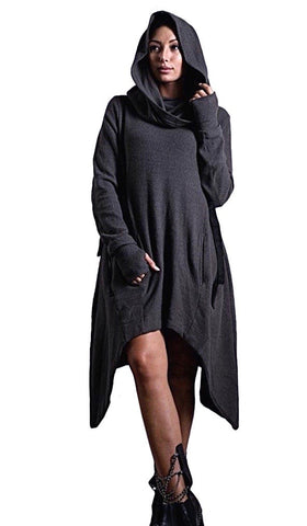 Pixie Hooded Dress with lace pleats