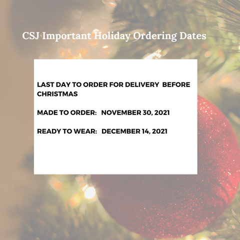 Holiday Ordering Dates for Candace Stribling Jewelry