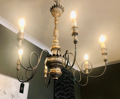 vintage brass candle chandelier La Bella Casa Interiors Leura