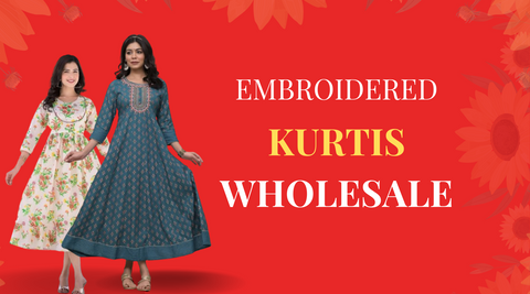 fancy embroidered kurtis wholesale