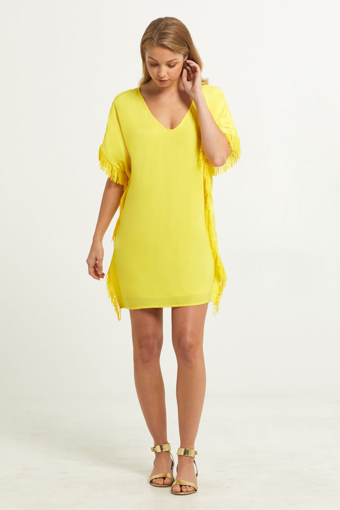 fringe yellow dress