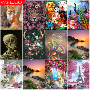 DIY 5D Diamond Painting Full Circle Resin Mosaic Landscape Animal Diamond Embroidery Picture Rhinestone Home Decor Gift - LIRUNQIU