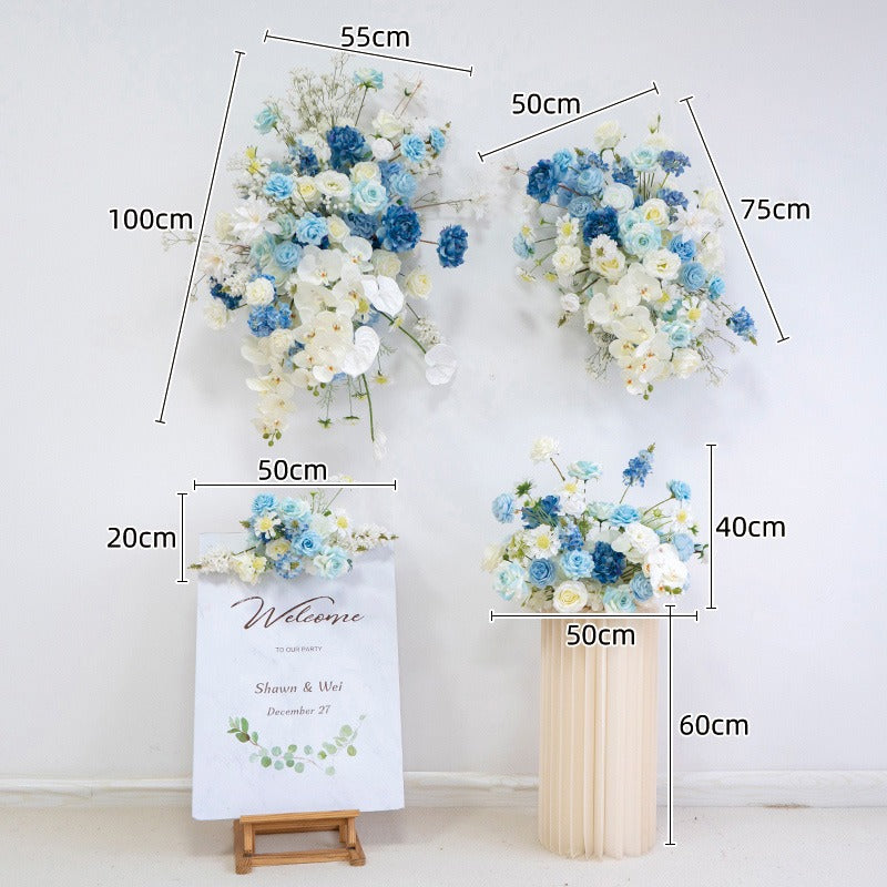 100% handmade, the white blue hanging flower set provides a lifelike appearance and is easy to set up.