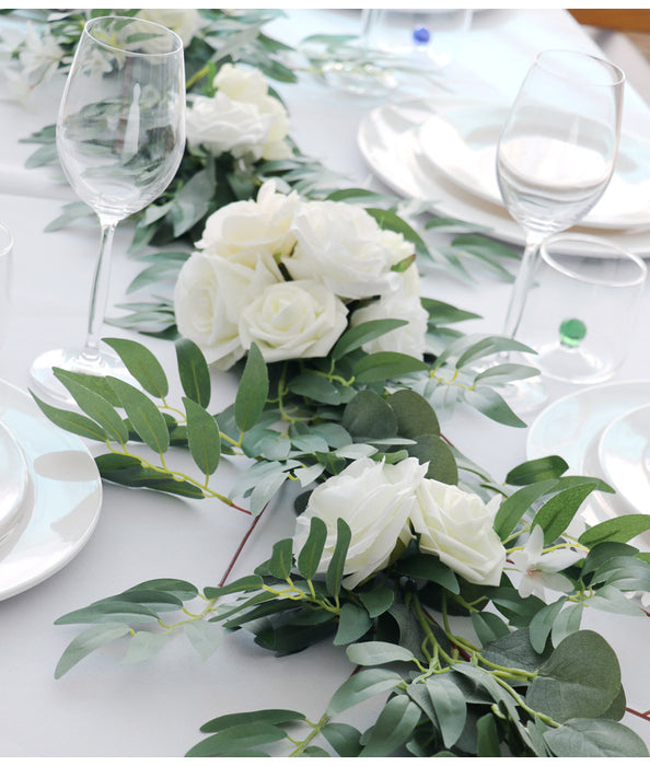 Table Flower Garland in white & Sage — KetieStory