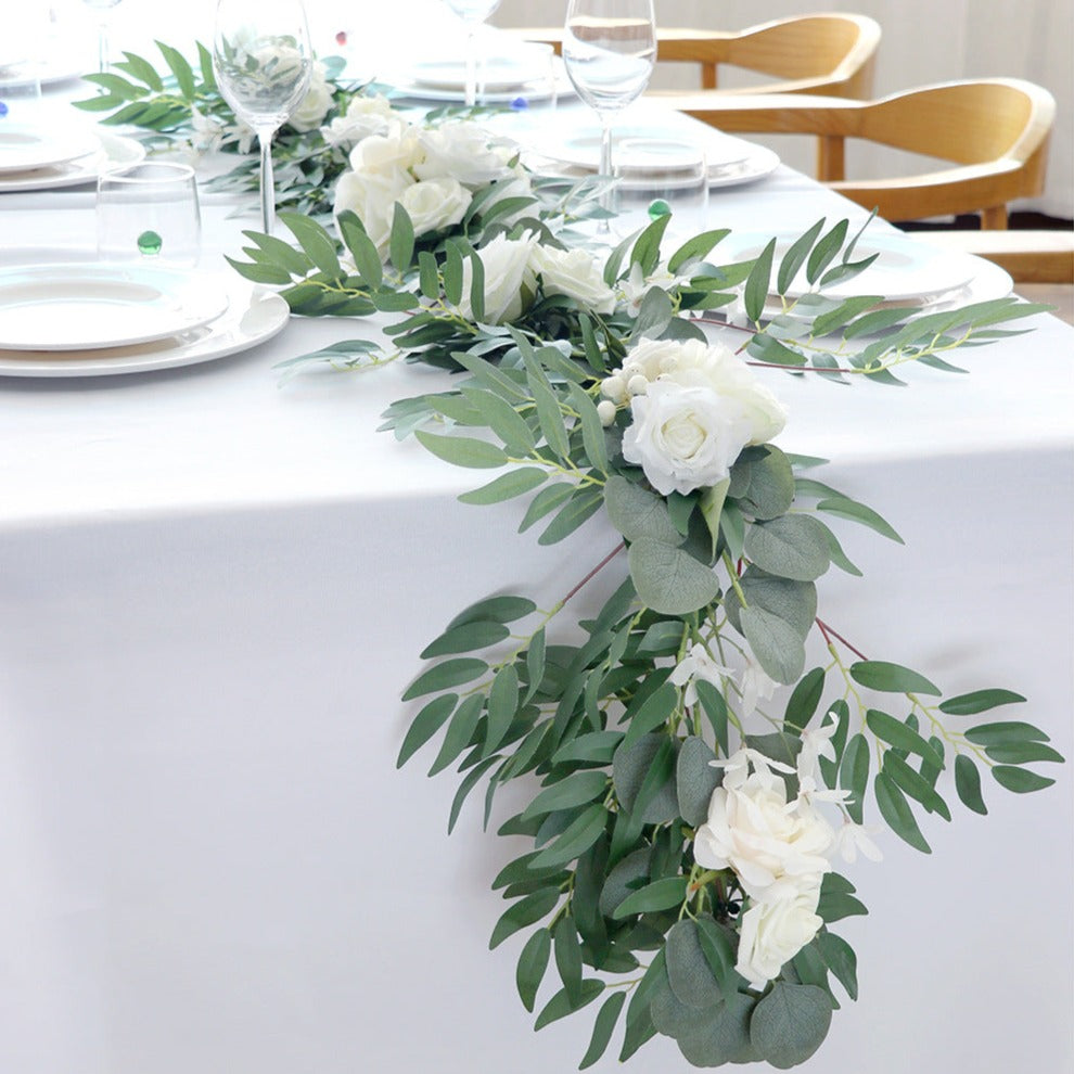 Table Flower Garland in white & Sage — KetieStory