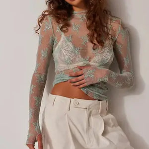 Lux Layering Floral Lace Mesh Top - The Salted Grace Boutique