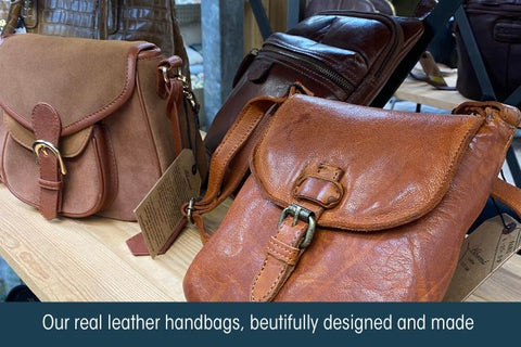 Leather handbags at Kings Garden and Leisure Sidmouth