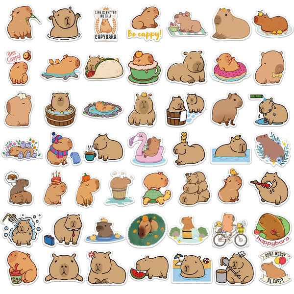 Set of stickers, badge with cute cartoon capybaras. Yellow background.  Vector illustration. 20248901 Vector Art at Vecteezy