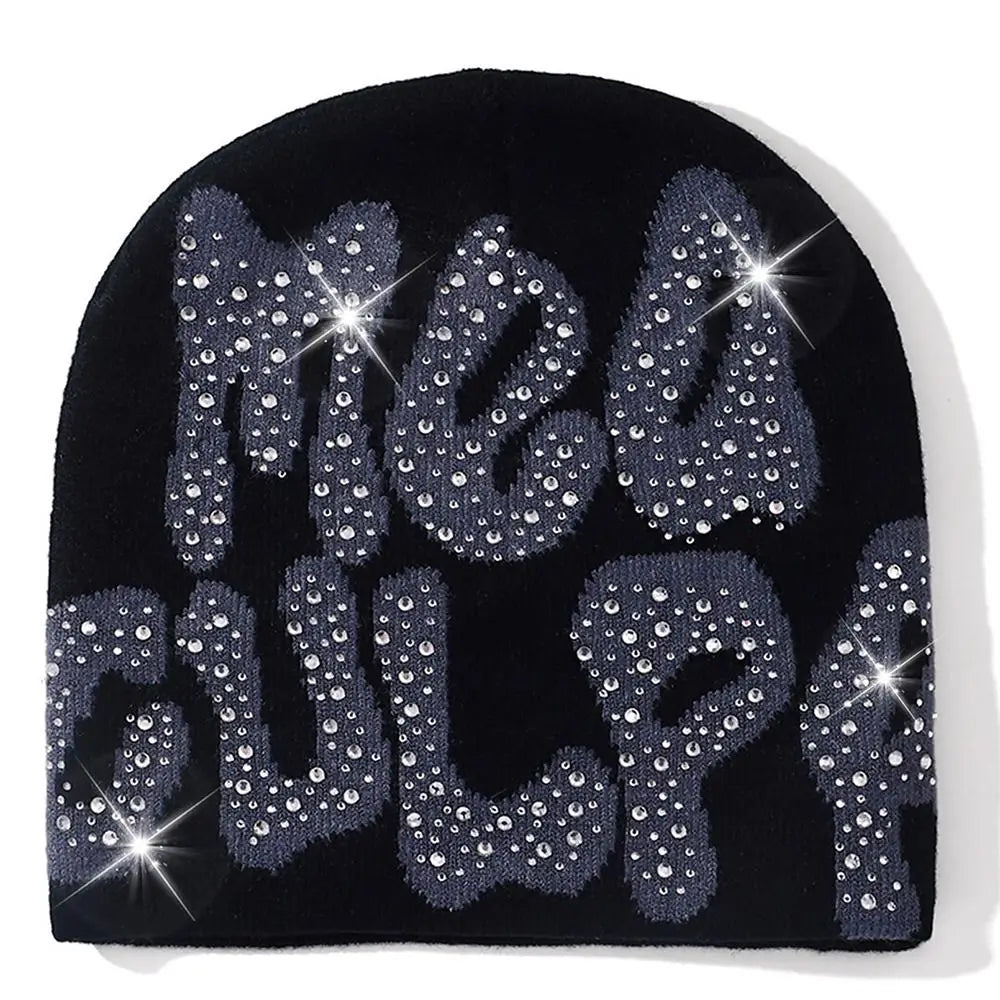 Y2K Rhinestone  MEA Culpa Beanies