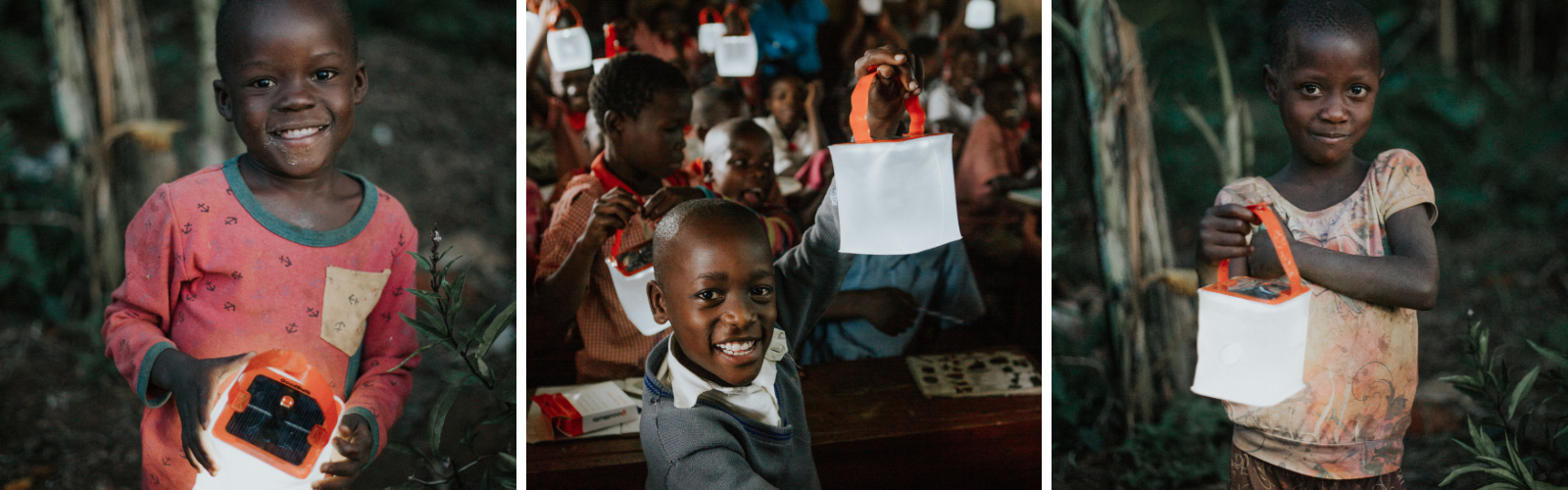 children using the GoodBulb LED solar lantern