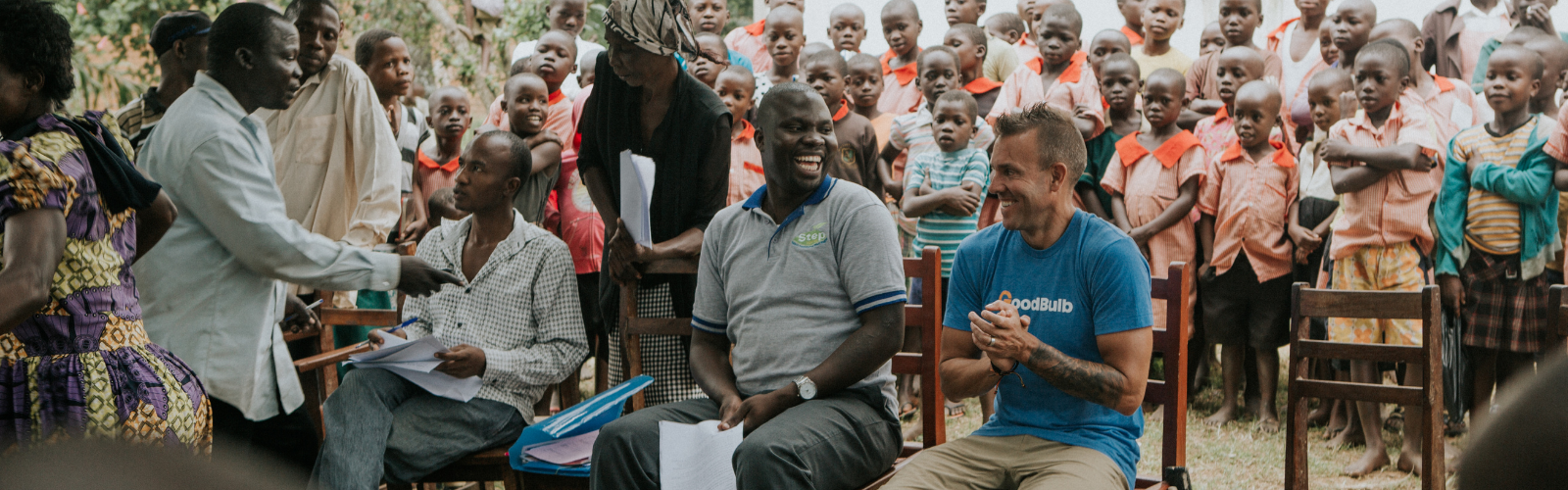 tom meeting with a village in uganda