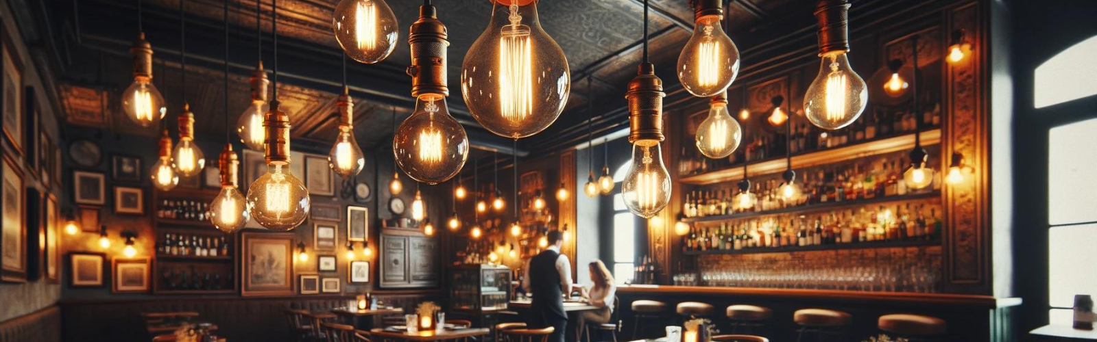 nostalgic light bulbs in a restaurant