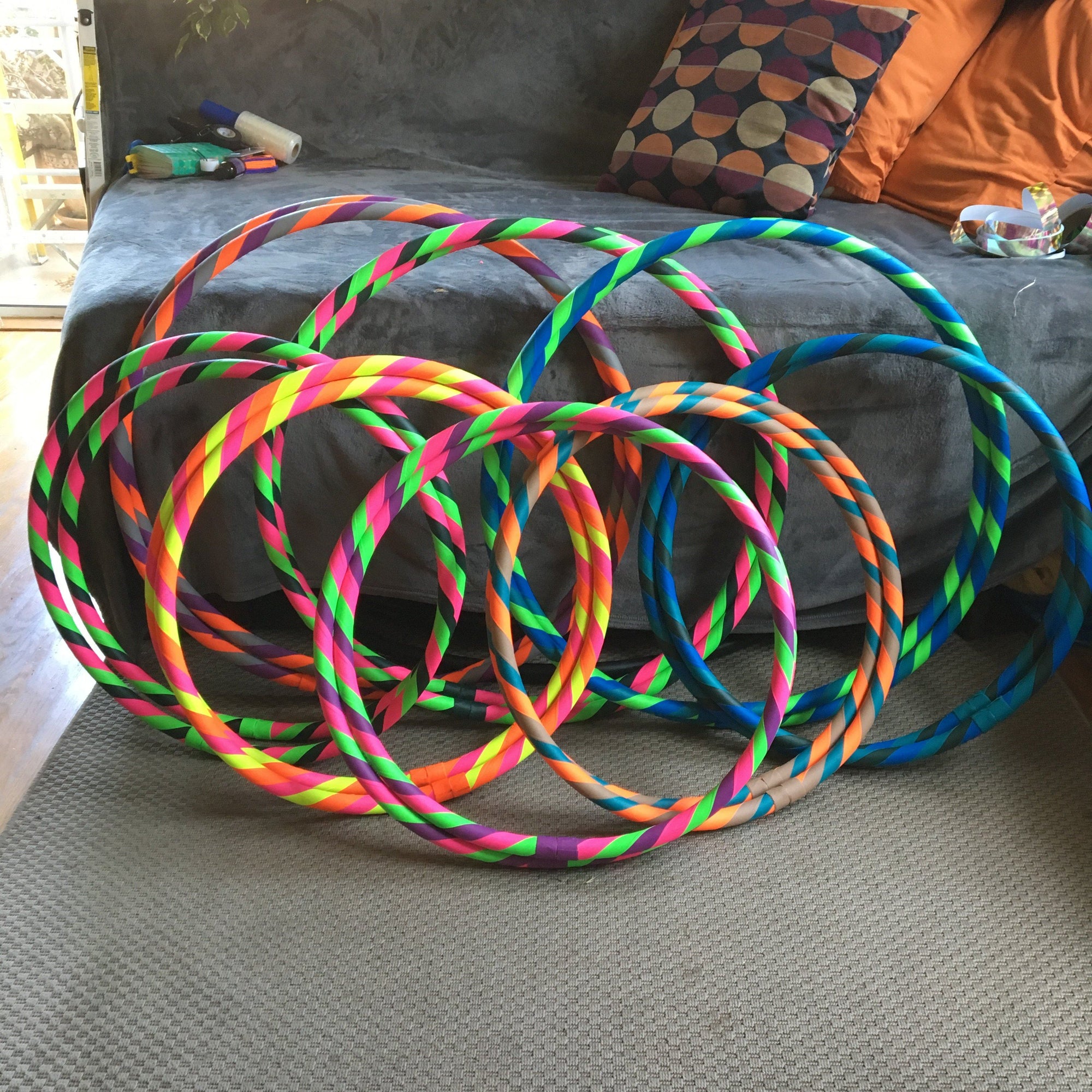 60 ID Giant Rainbow Hula Hoop, Huge Hoop, 6 Piece Sectional, Travel  Friendly, Party Hula Hoop 
