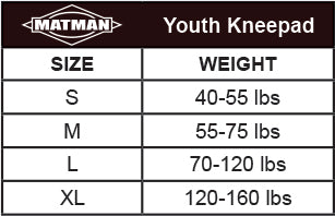 MatMan Youth Kneepad Size Chart