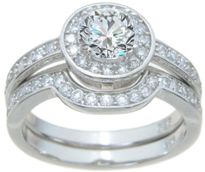 Women's 2 Piece Wedding Ring Set Sterling Silver - Edwin Earls Jewelry