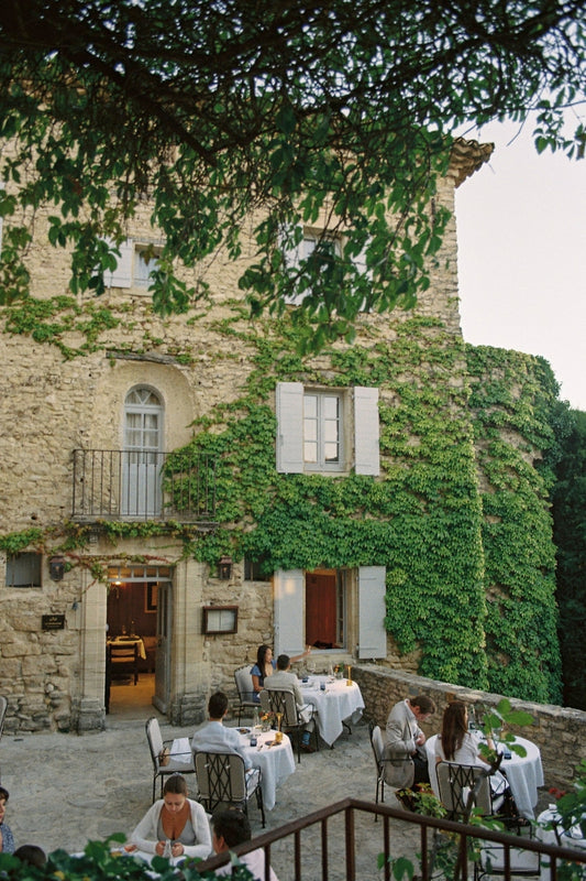 The courtyard of the fine dining restaurant La Madeleine at Hotel Crillon-le-Brave