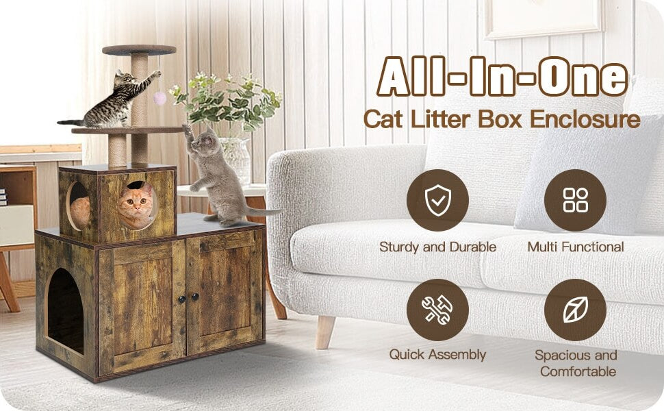 Meow cat litter box enclosure PA720 features display