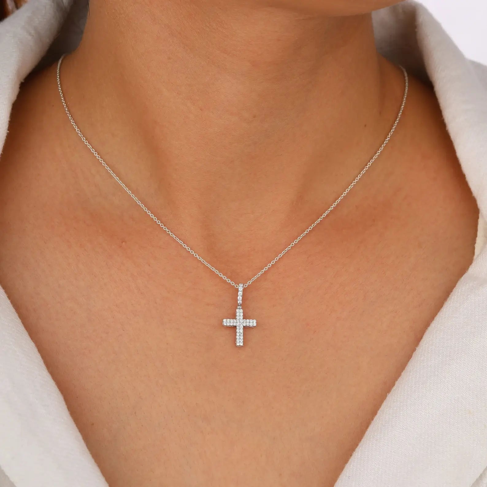 Small Lab Diamond Cross Pendant for Religious Occasions